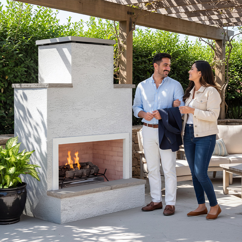Cancun – Contemporary Outdoor Gas Fireplace W/ Bottom Mantel